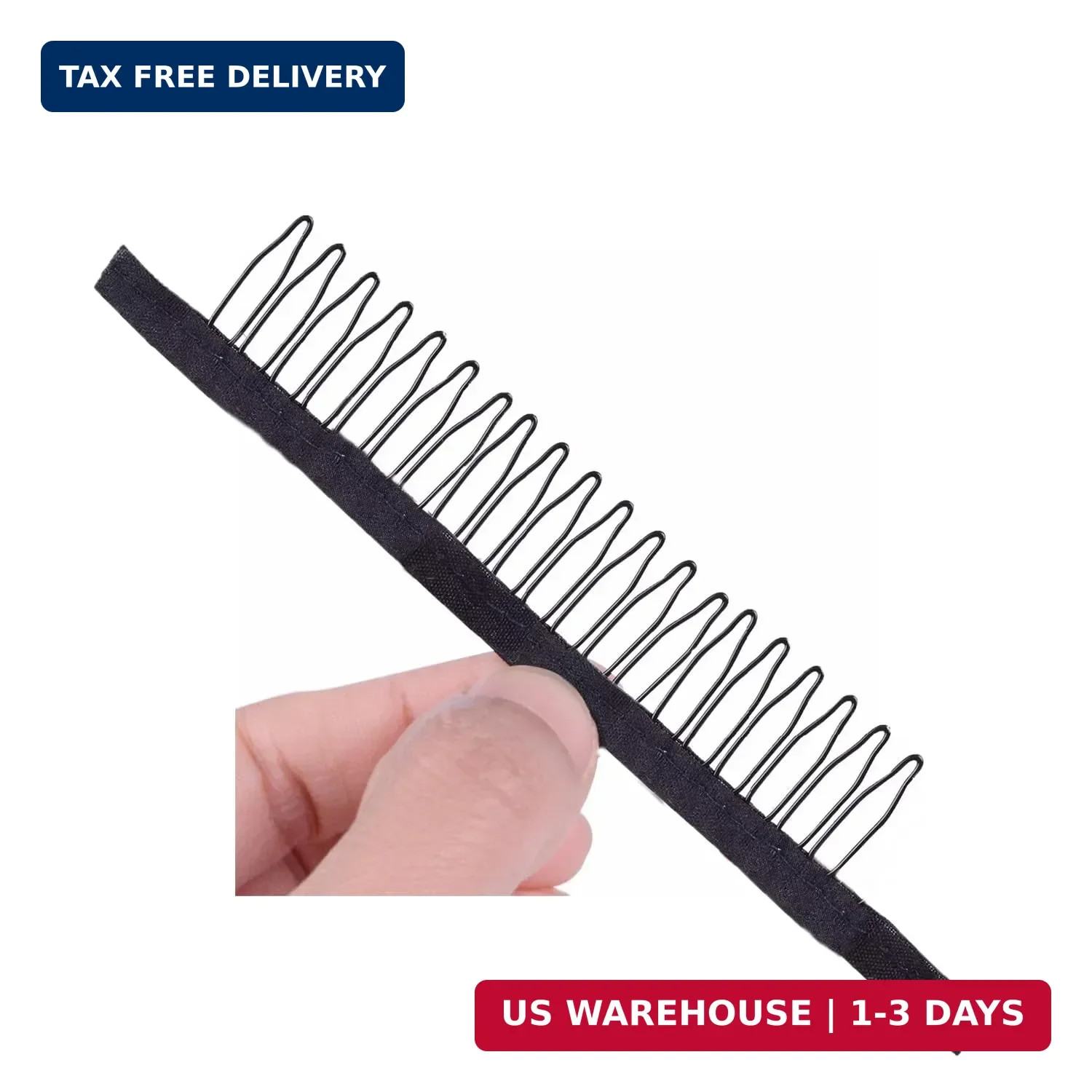 10 Pack Wig Comb Long 20 Teeth Clips Black Wire with Cloth Sewing Combs Wearing