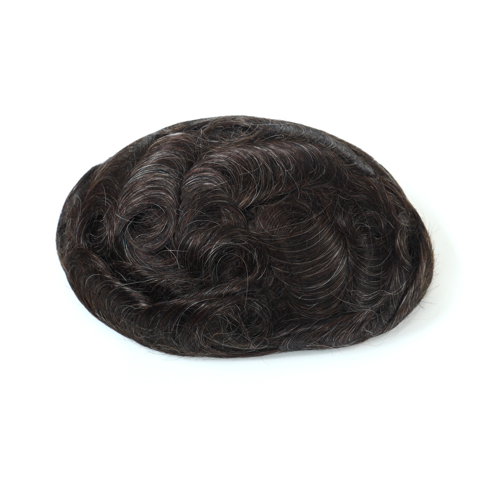 Mens Toupee Human Hair Replacement System Mono Center Medium 130% Hairpiece #320