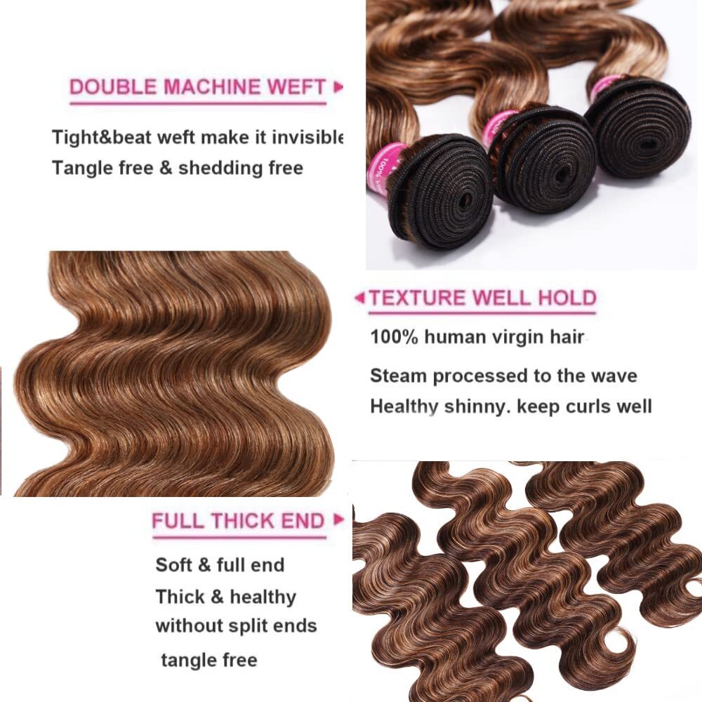 UNice Cambodian Highlights Blonde Body Wave Bundles Human Hair Extensions Weaves