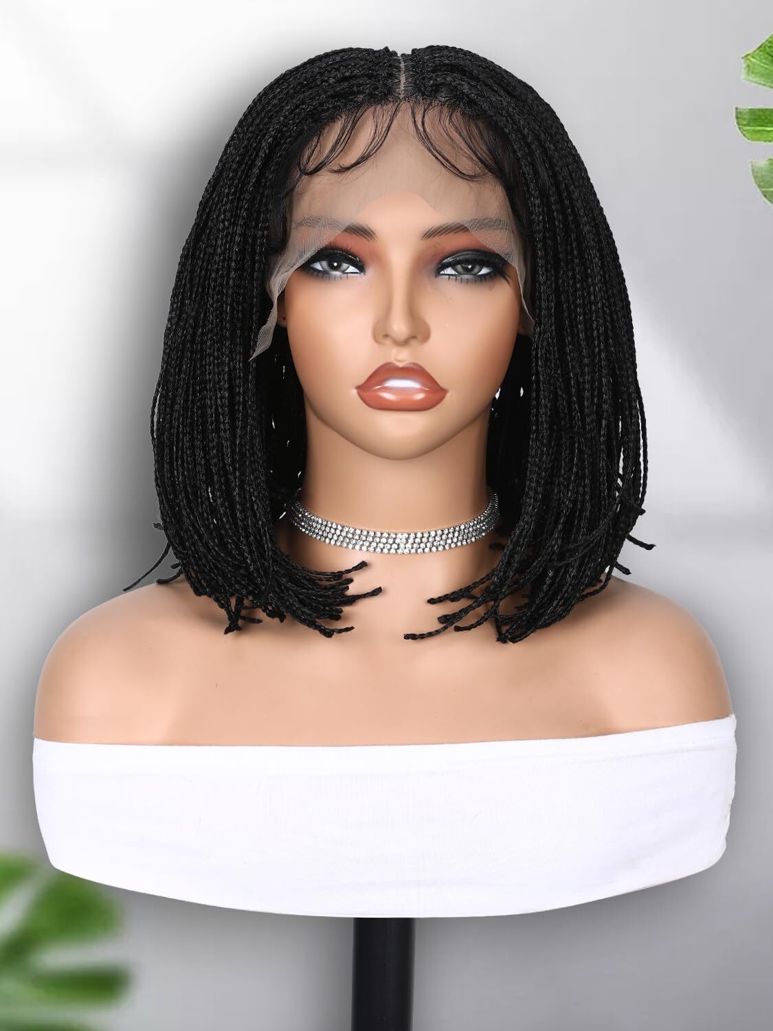 13×4 Hand Braided Lace Front Wig BOX BRAID BOB Wigs Black Braided Wigs for Women