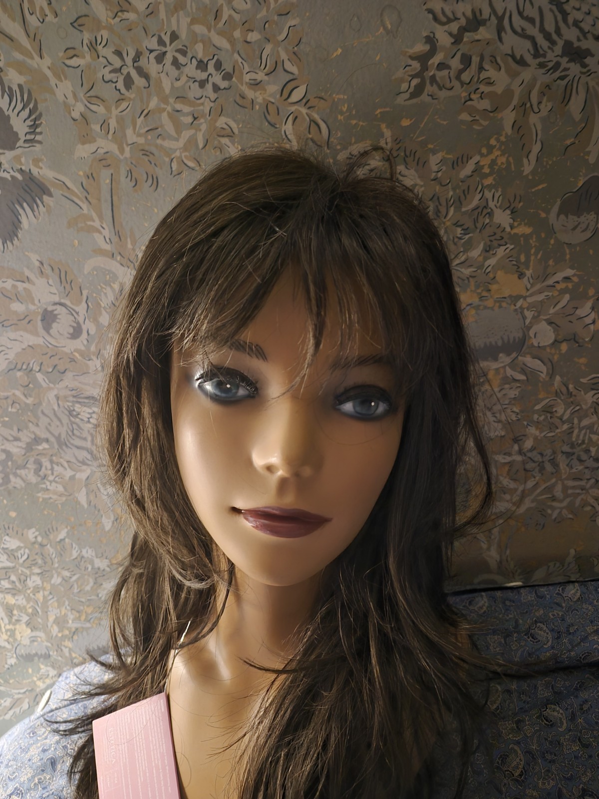 Estetica Designs Peace R4/6 Dark Brown Wavy Synthetic Wig Bangs Pure Stretch Cap