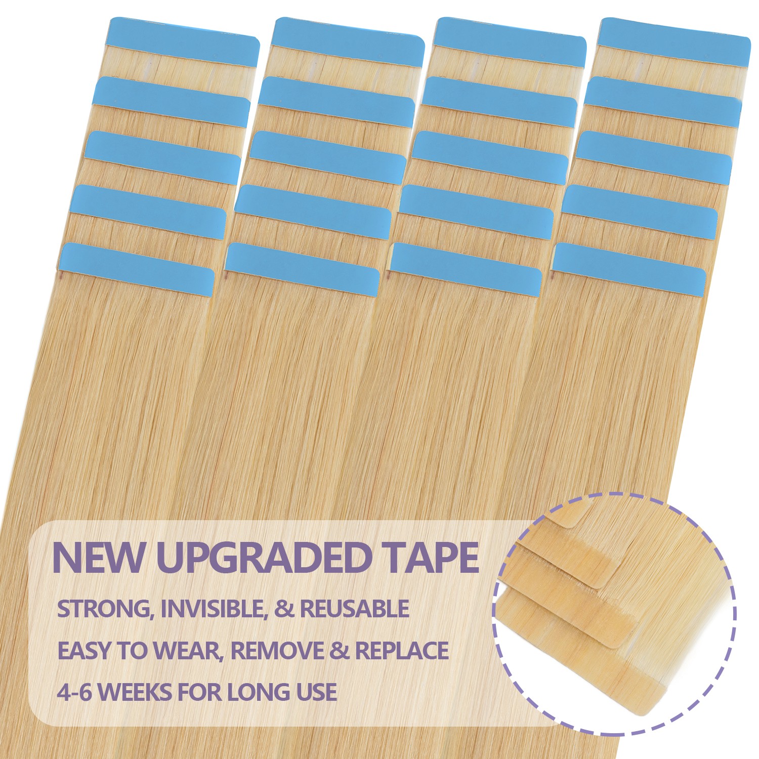 2026 Russian Tape In Hair Extensions 100% Remy Human Hair Balayage Skin Weft USA