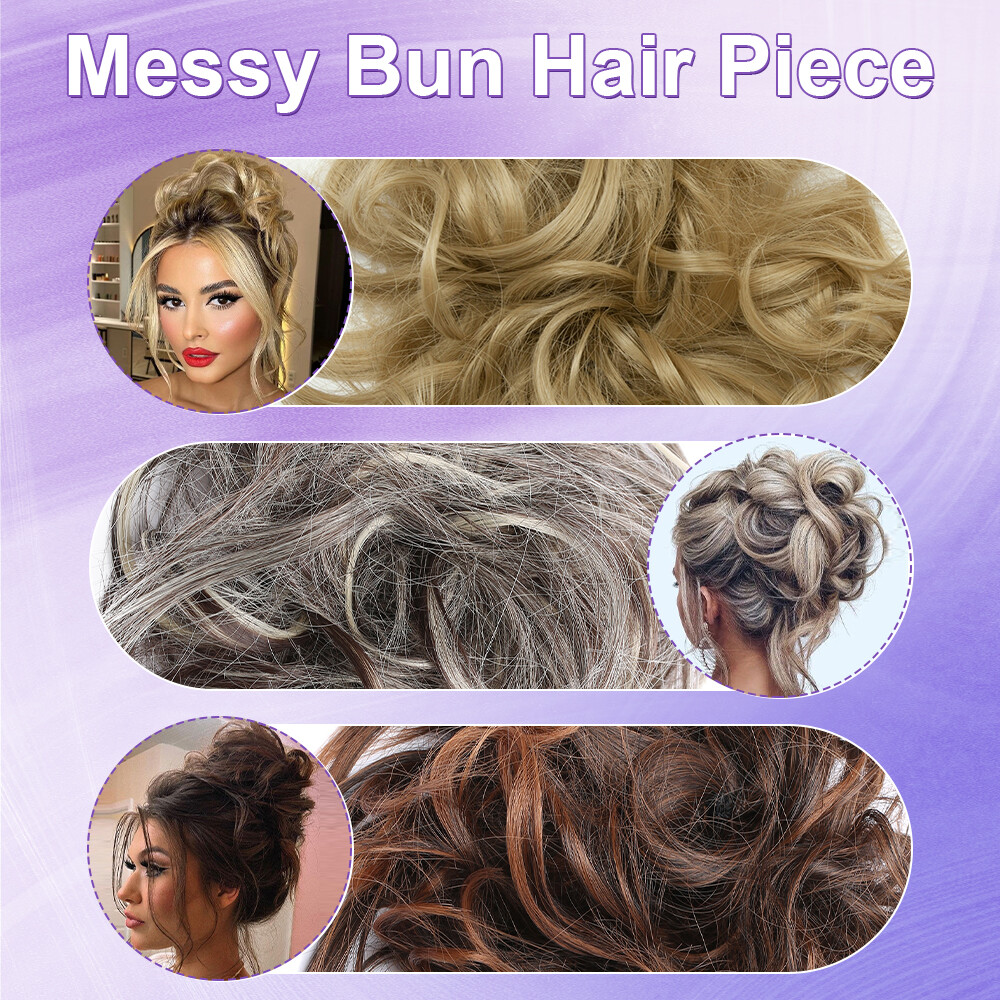 Large Messy Bun Scrunchie Hair Extensions Ponytail Blonde Hair piece As Human US