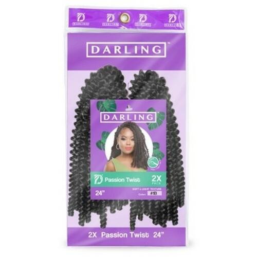 Darling Passion Twist Crochet Hair 2X Pack 24 inch #1B Adult Women