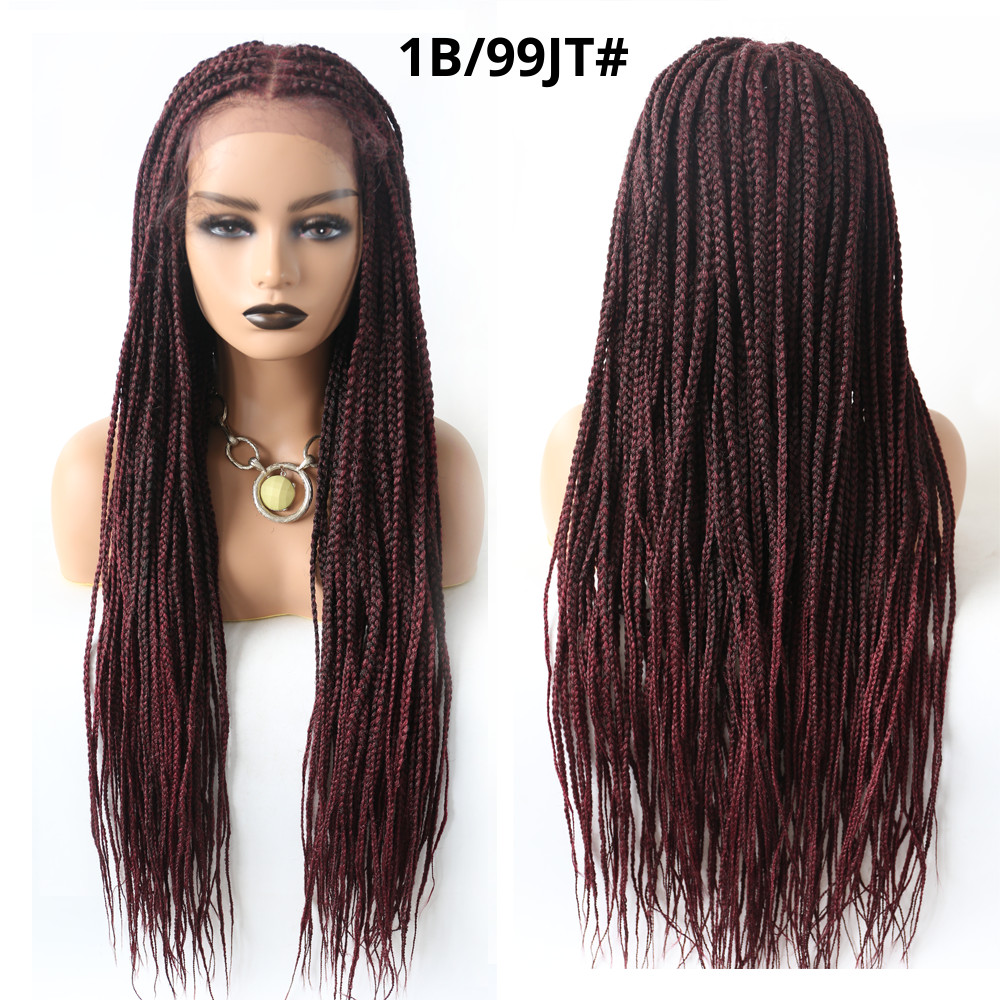 Box Braided Swiss Lace Front Wigs Cornrow Kanekalon Fiber Micro Twist Baby Hair