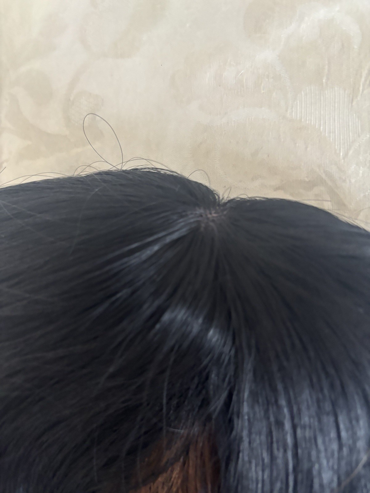 NWOT Human Hair Wavy Wig Black W/Brown Highlights SOFT Lace Front 15”