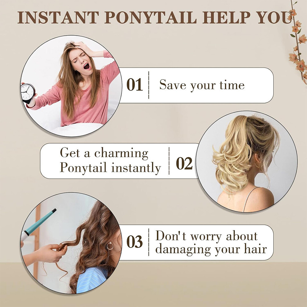 Lady Hairpiece 12″ Real Claw Ponytail Clip In Hair Extensions Pony Tail As Human