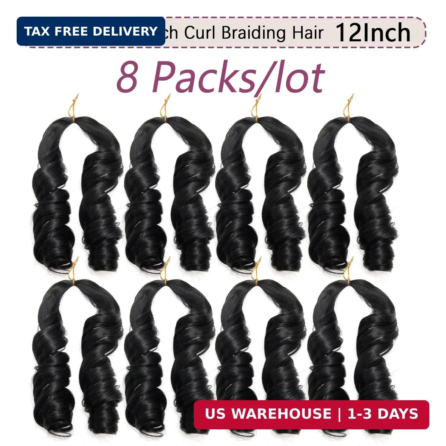 French Curl Braiding Hair 12 Inch Curly Braiding Hair 8 Packs Pre Stretched Fren