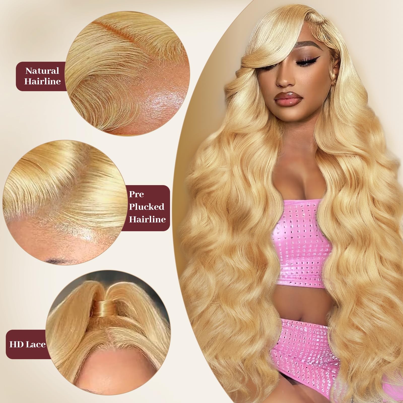 Migura Honey Blonde Wig Human Hair 200 Density 13X4 Hd Lace Frontal Wigs Human