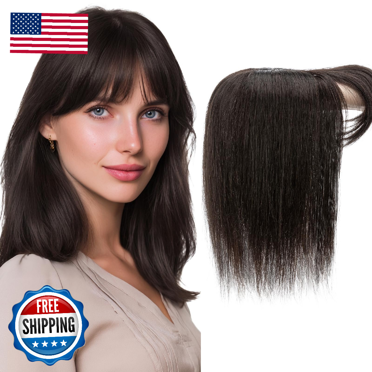 Charites Hair Toppers For Women Real Human Hair 12 Inch Long Straight Toppers