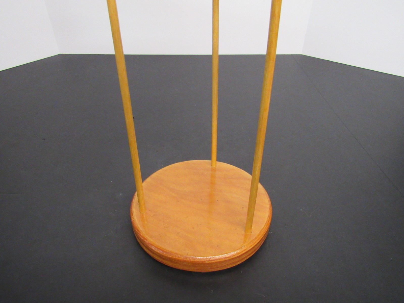 Rare Antique Oak Wooden Wig Holder Stand 14″, 12.75″, 11″ on a 6″ Base