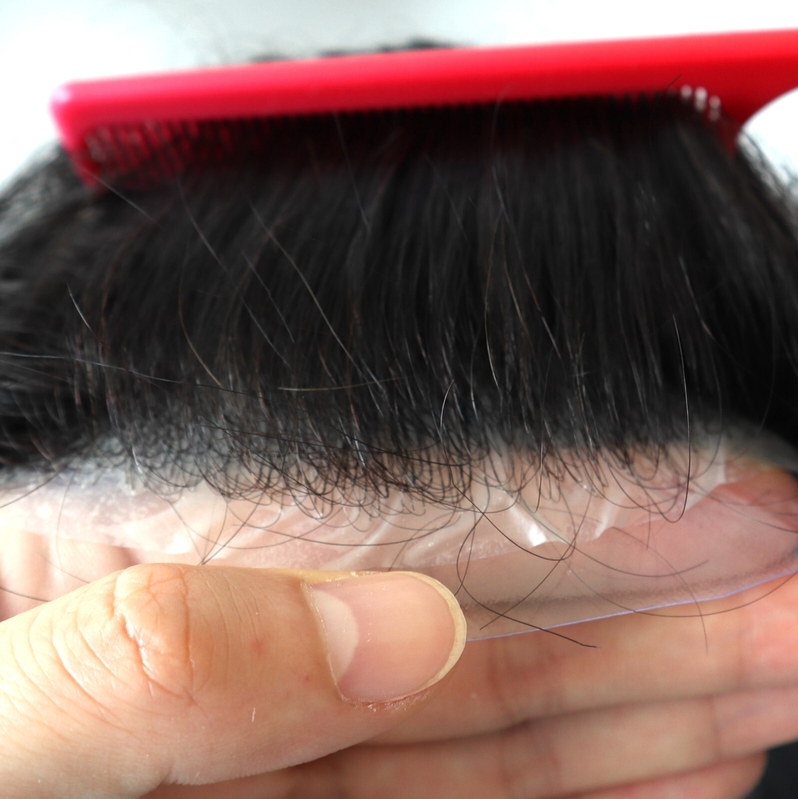 Ultra Thin Skin Super Mens Toupee Human Hair System Replacement Hairpieces BLACK