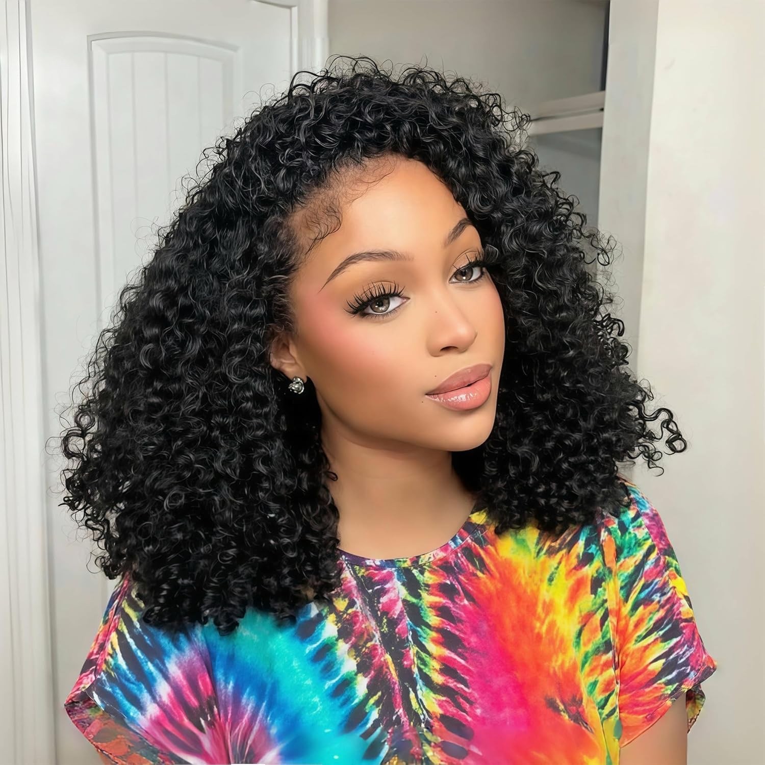 Jerry Curly Half Wig Human Hair 200 Density 3 In 1 Seamless Flip Over Glueless W