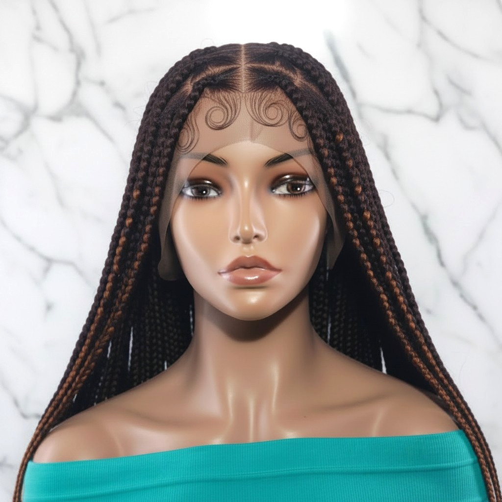 Braided Wig. Lage Knotless Braids. 360 Full Lace cap with Baby Hair. 40 inches