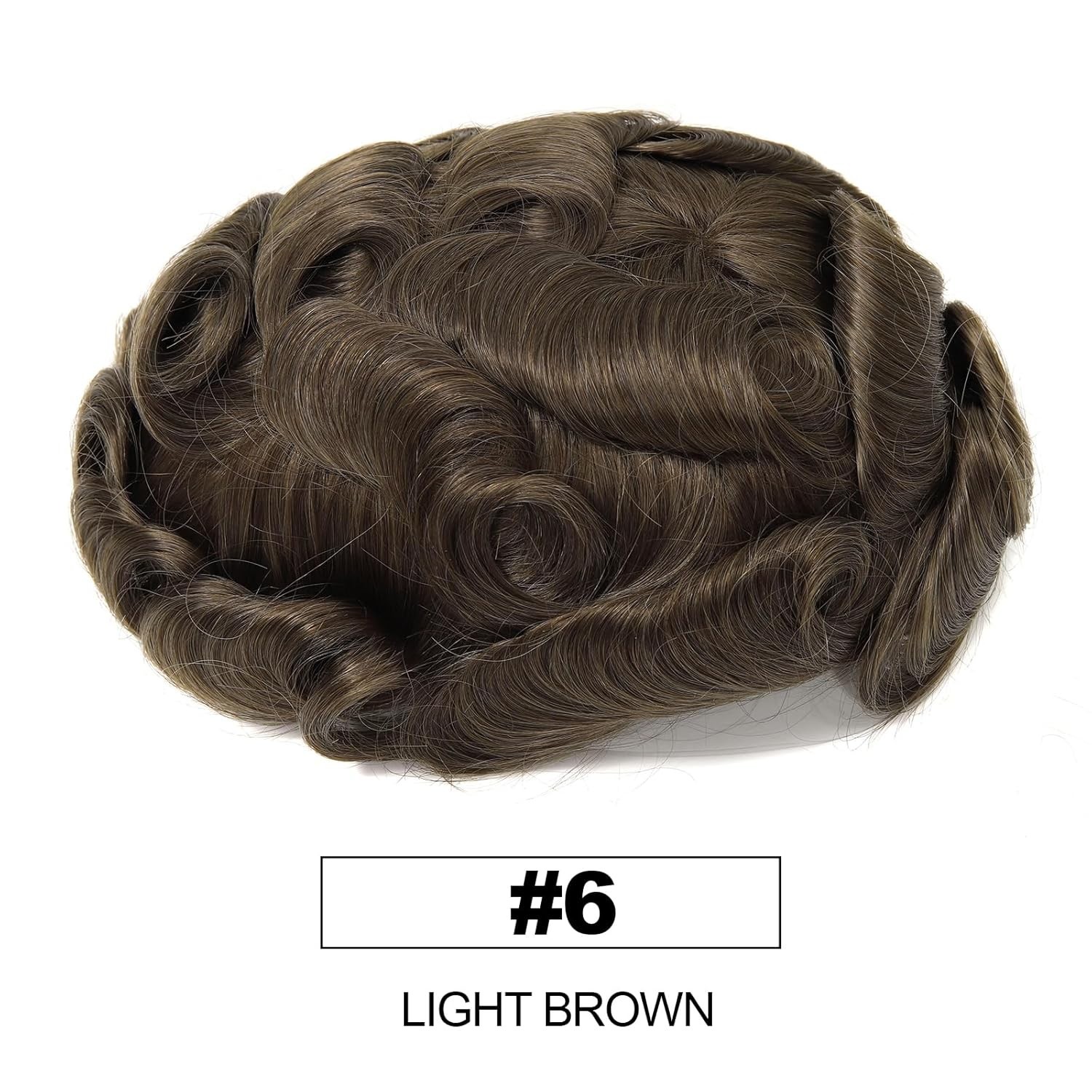 Swiss Lace Top Invisible PU Base Toupee for Men #6 Light Brown 8×10 130% Density