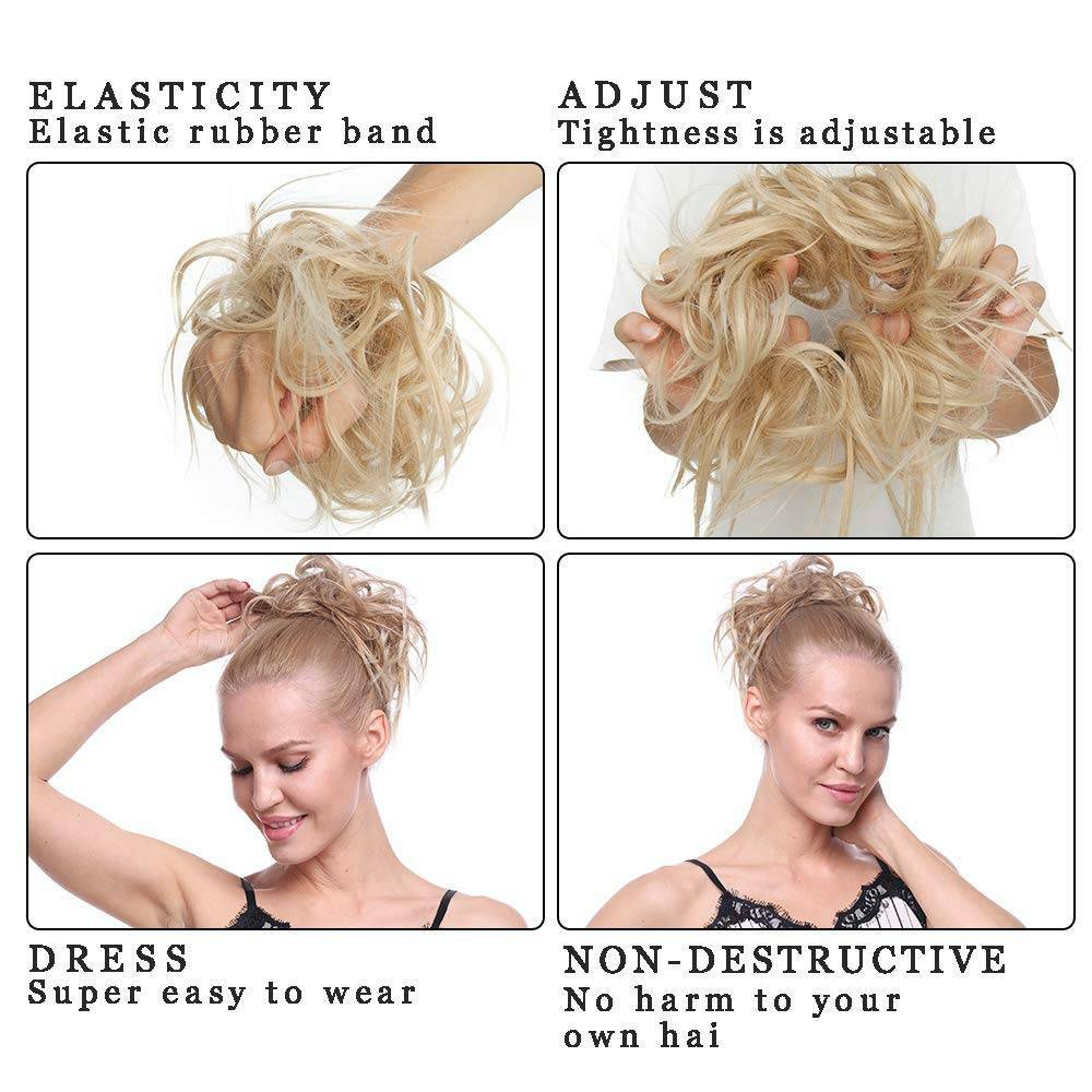Extra Large Messy Bun Hair Extensions Scrunchie Wrap on Ponytail Updo Hair Piece
