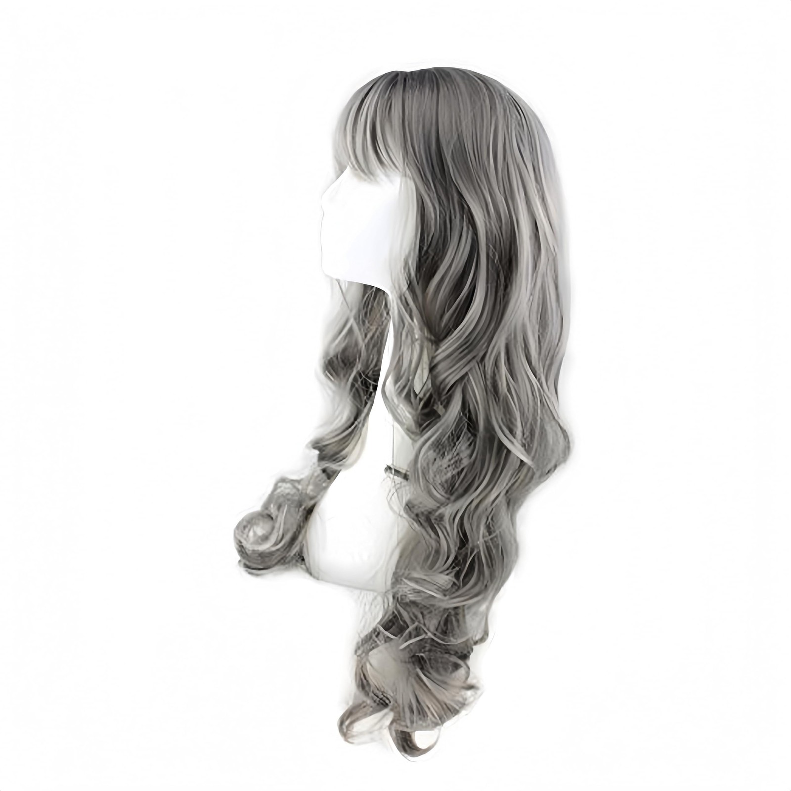 Gray Wig Long Curly Gray Wigs with Bangs Grandma Grey Wigs for Women Daily Pa…