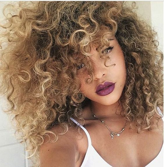Women Short Blonde Afro Kinky Curly Wig Brown Mixd Blonde Wig Synthetic Hair Wig