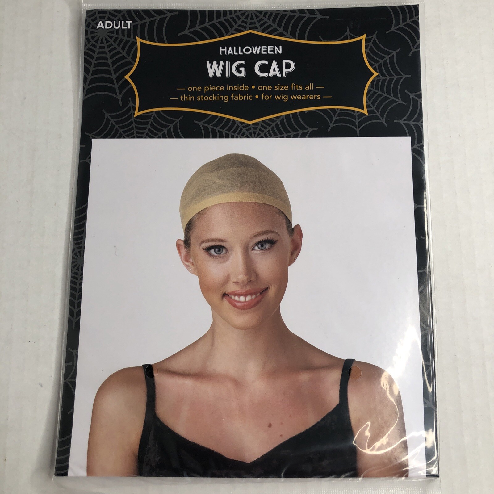 Lot of 6 Halloween Adult Wig Cap One Size fits all beige Tan color one piece New