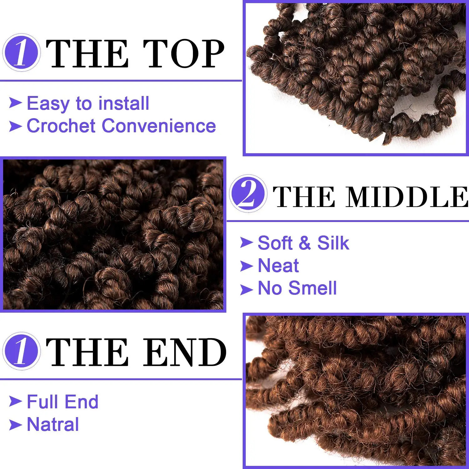 Short Curly Spring Pre twisted Ombre Synthetic Crochet Braids Hair Extensions
