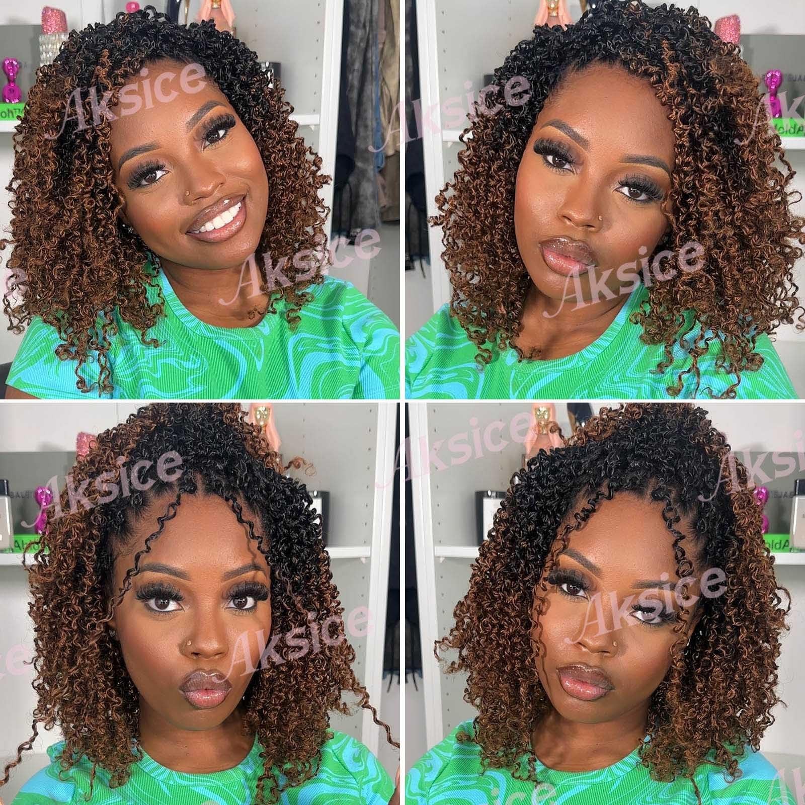 8 Inch Yanky Twist Crochet Hair 8 Packs Pre-looped Brown Spring Mini Passion
