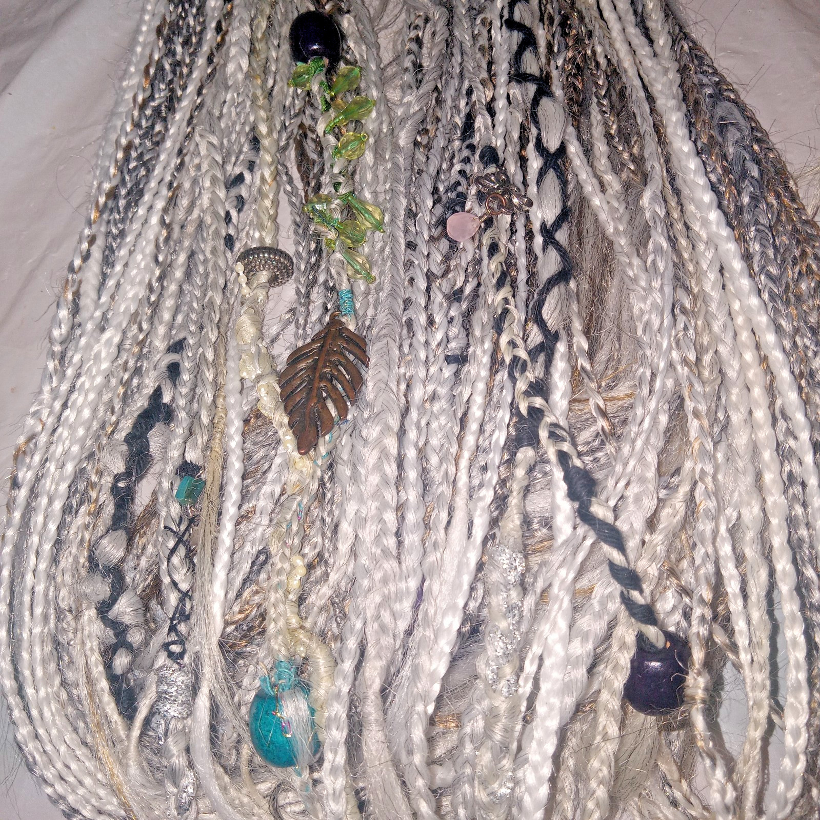 56″ DE dreadlocks White / Gray/ Blonde Synthetic hair Dreads locs/braids Set 60