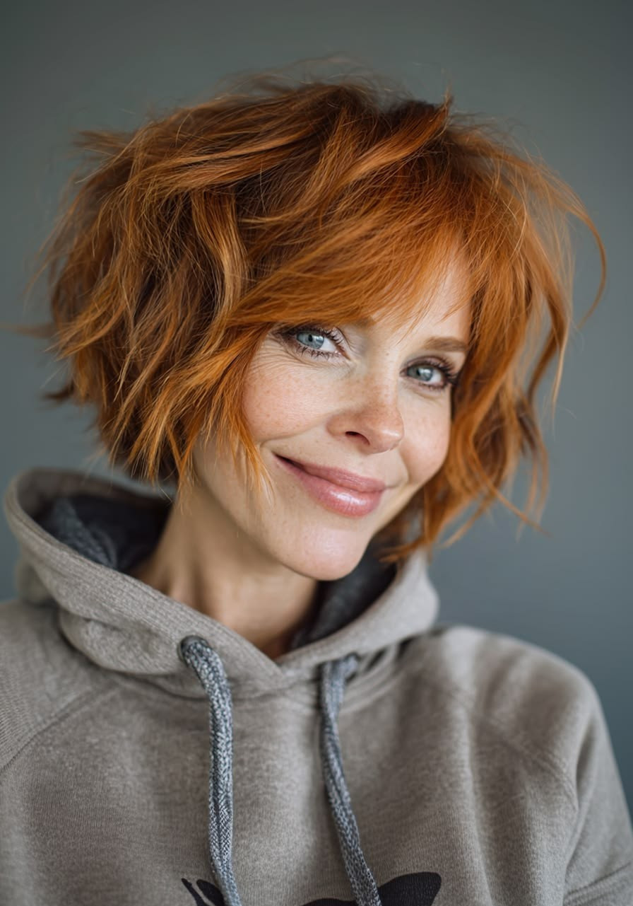 Short Bob Ginger Highlight Wigs for Women 100% Human Hair Lace Front Wigs 13×4