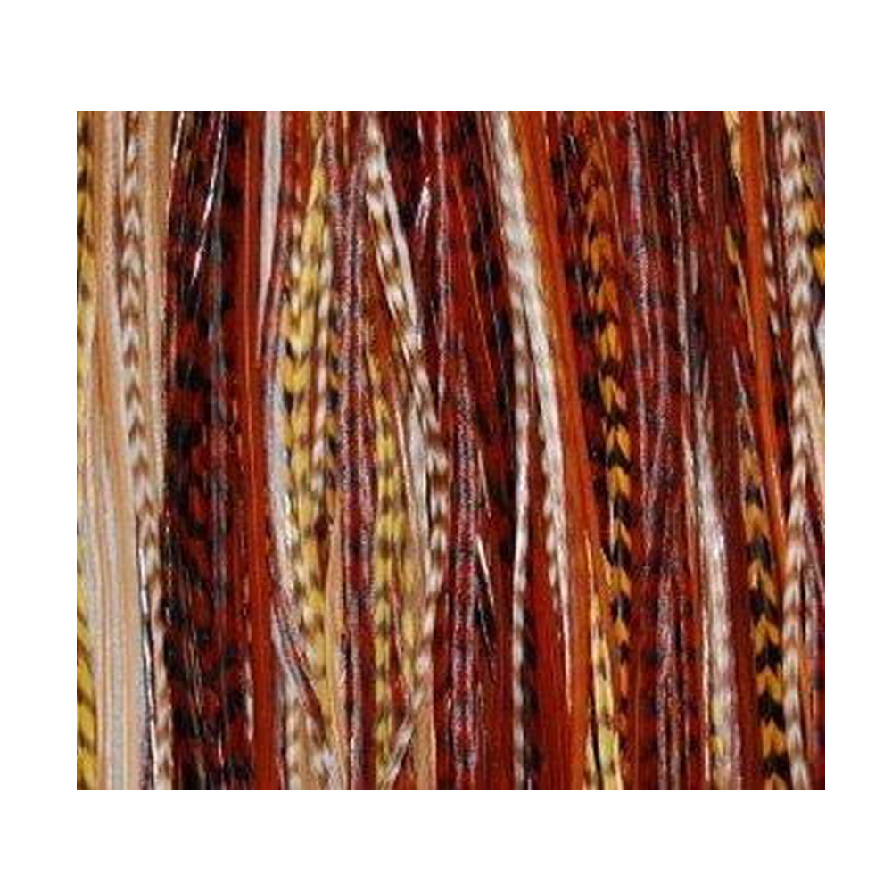 4-6 Inch Dark Brown Beige Olive Mix 100% Real Hair 5 Feather Extensions bonded