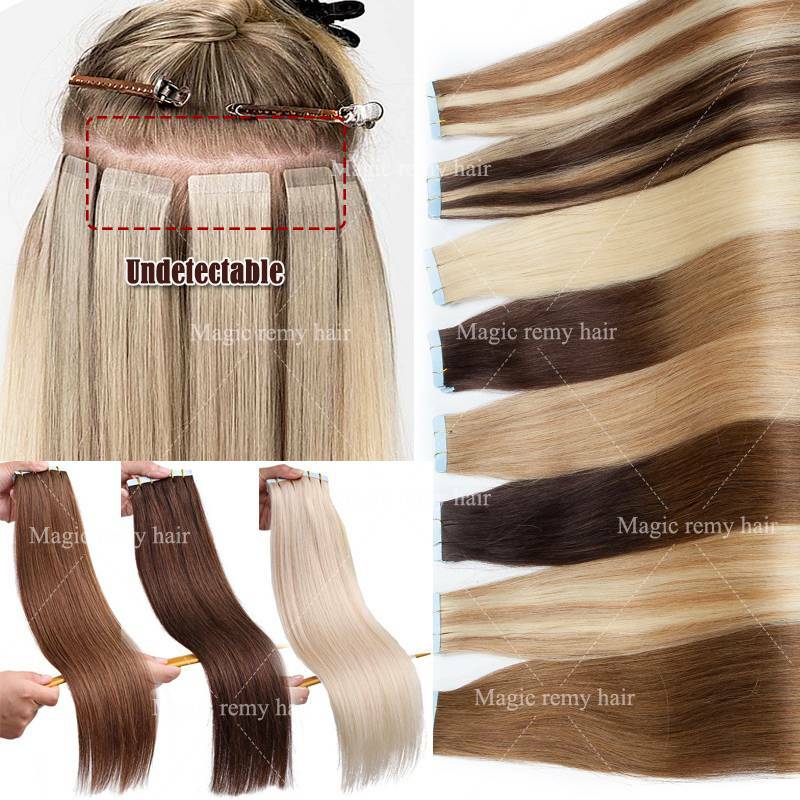 US CLEARANCE Seamless Tape in Remy Human Hair Extensions 20 40 60 PCS Full Head