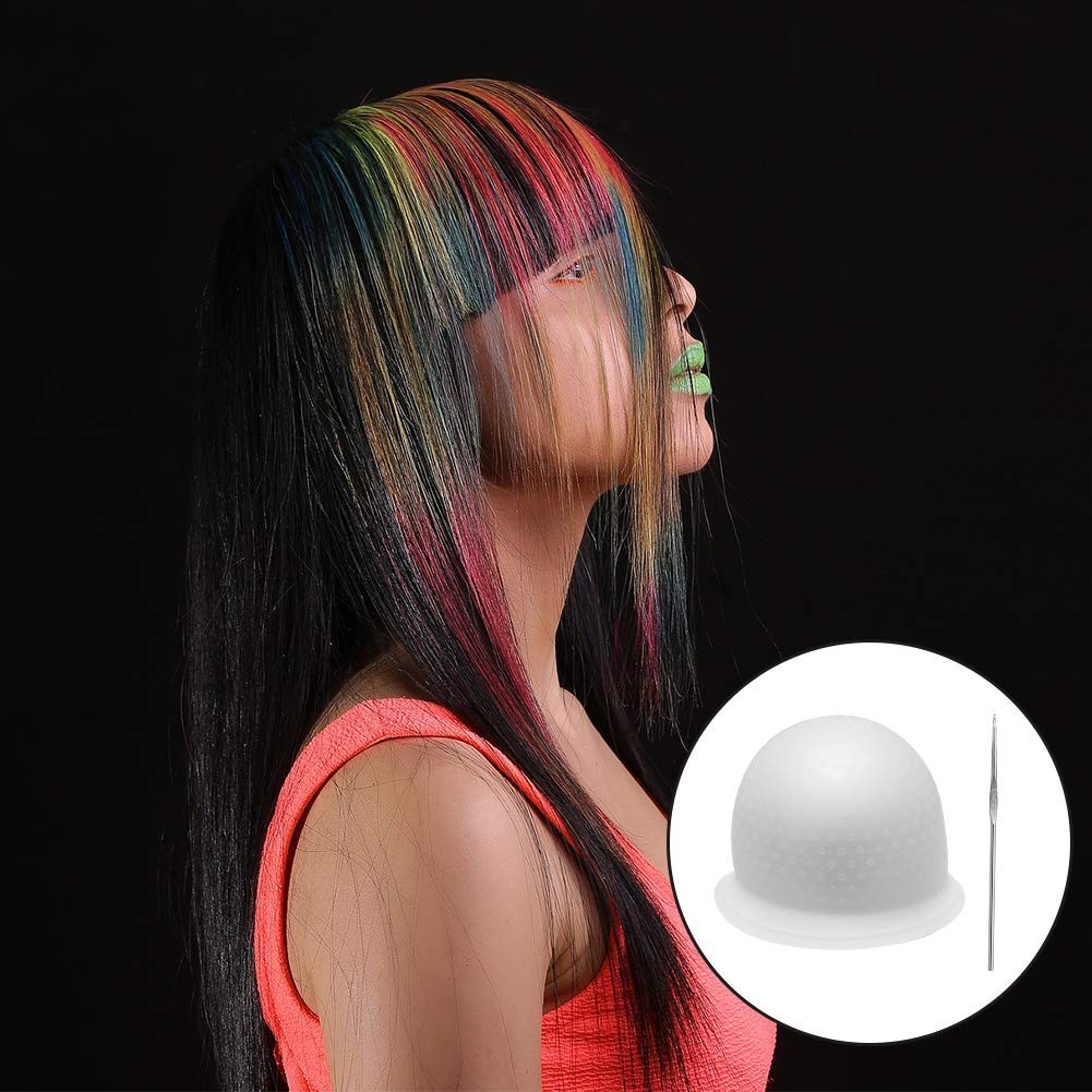 Hair Coloring Highlighting Cap, 2 Pieces Silicone Highlight Cap Pull Through Cap