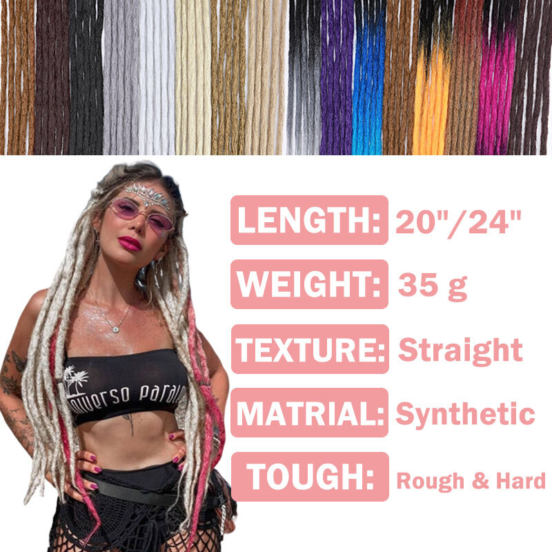 20 Inch 24 Inch Pre-Looped Dreadlocks SE Dreads Locs Synthetic Hair Extensions