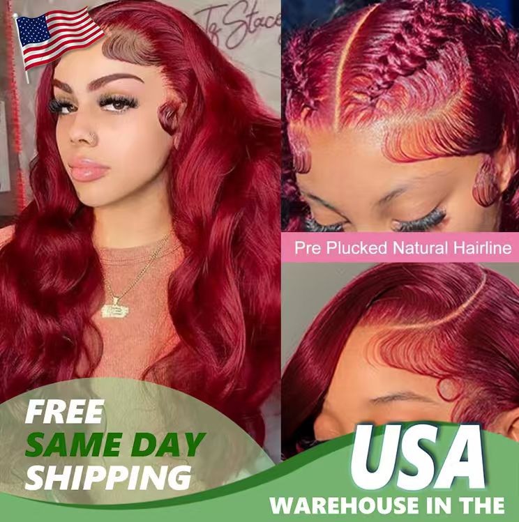 Burgundy 99J Lace Front Wigs Human Hair 13×4 250% Density Body Wave