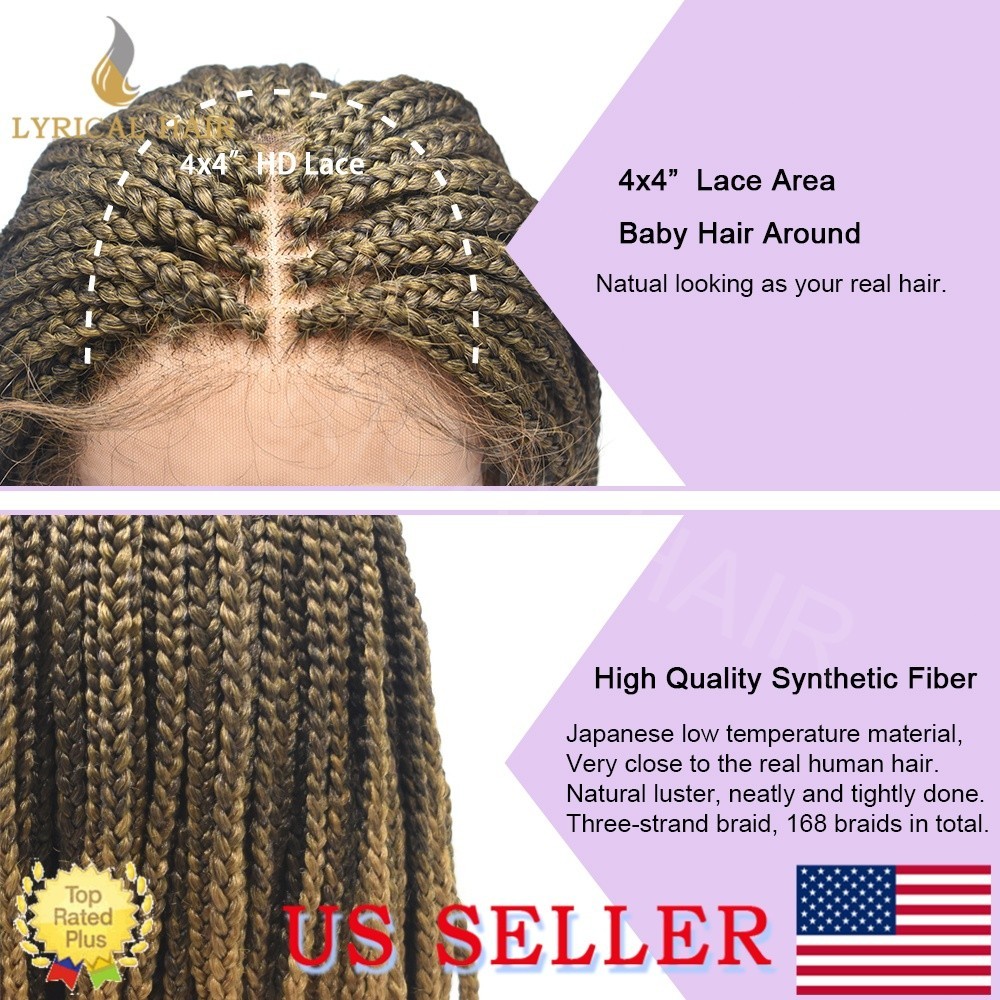 Box Braided wigs For Black Women Synthetic Lace Front Braids Wig Lightweight Hai