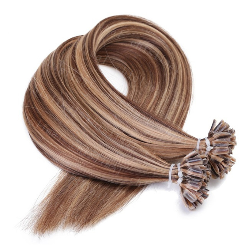 DOUBLE DRAWN 8A Pre Bonded Keratin Nail U Tip Glue Remy Human Hair Extensions 1G