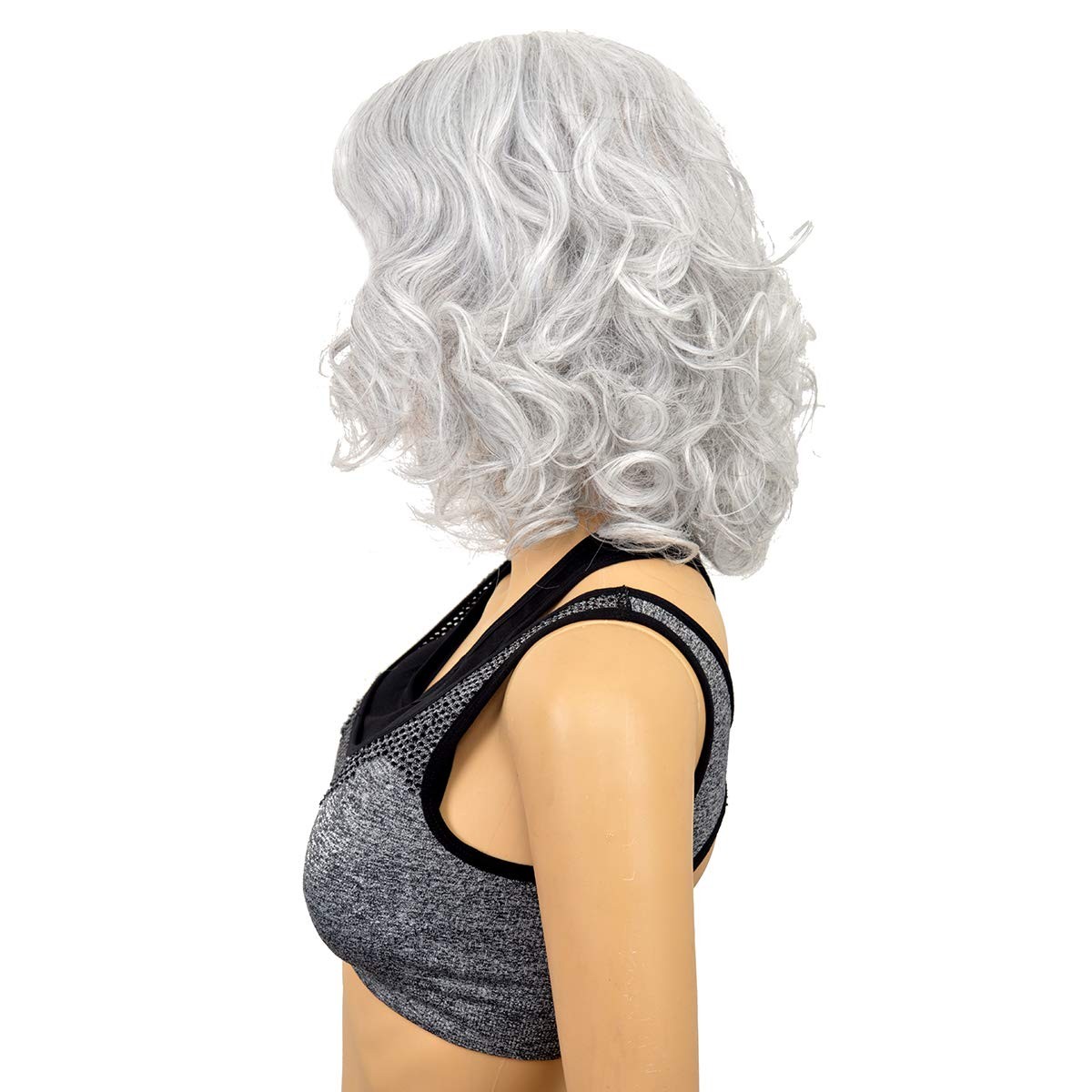 Short Curly Silver Gray Wigs for Old Lady Costume for Women and Grandma Arty …