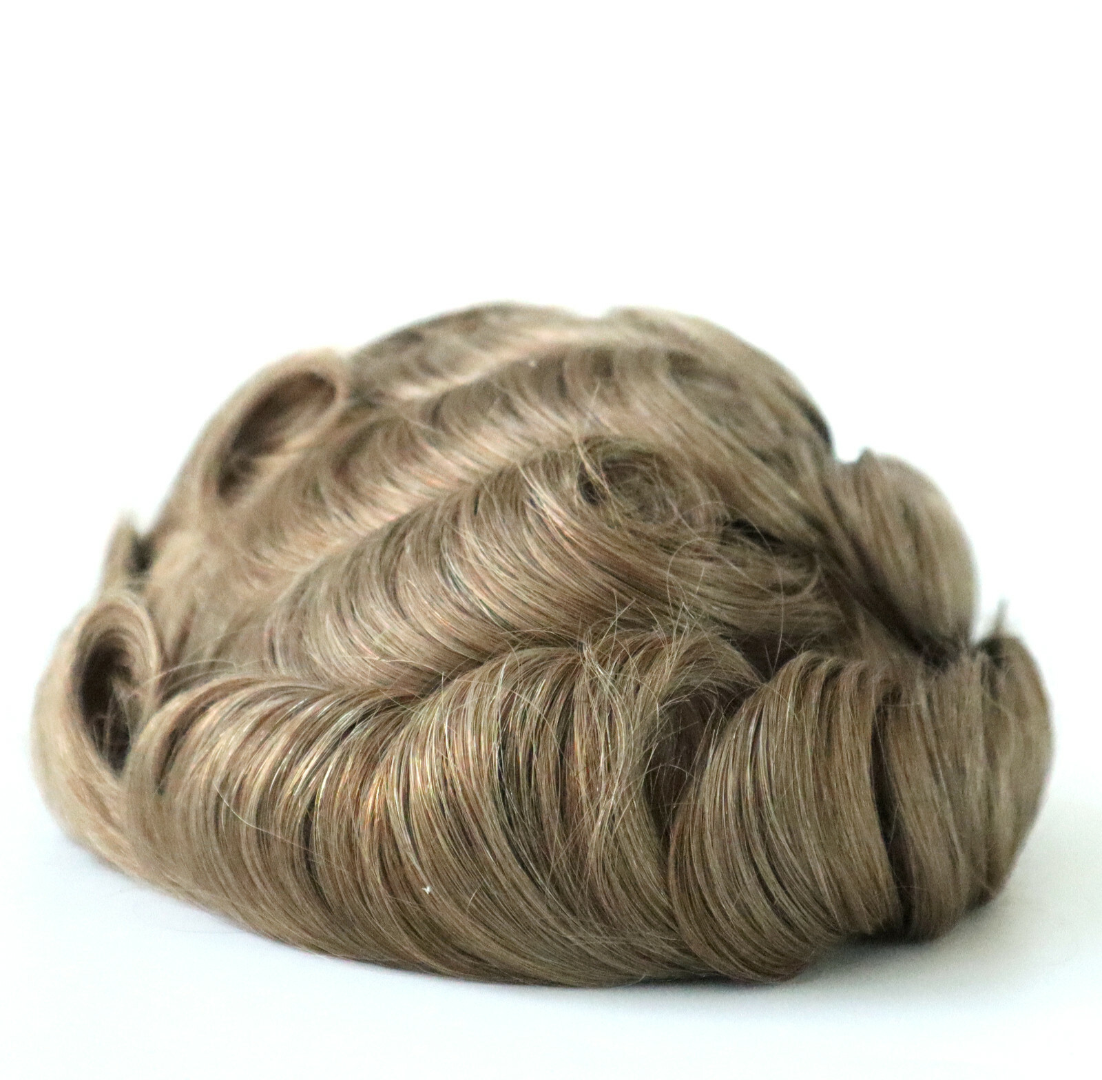 Mens Human Hair Replacement System Poly Skin Scalloped Toupee Hairpieces #20