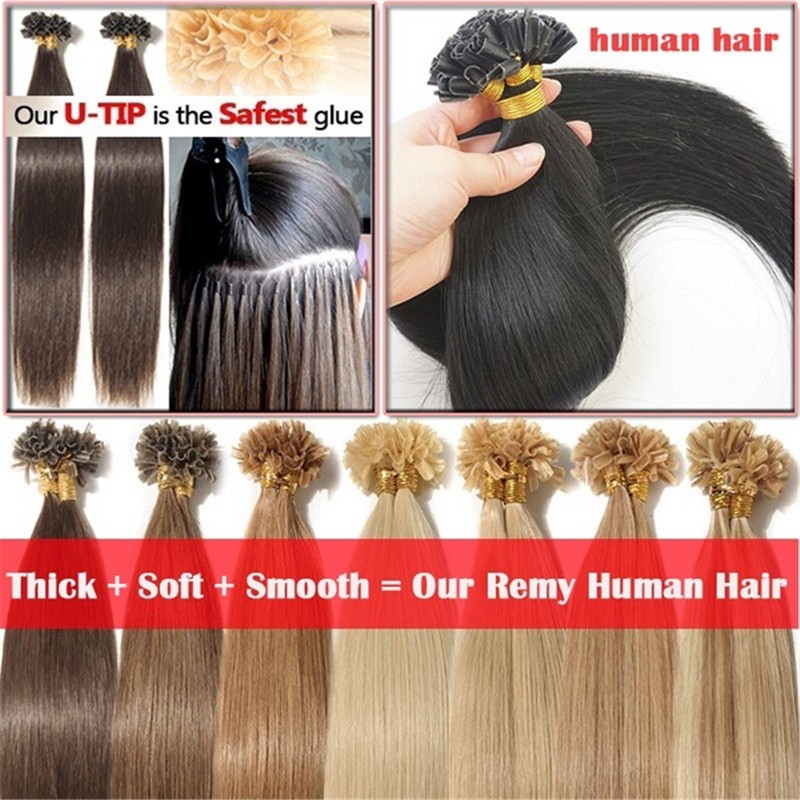 18-32Inch Blonde Keratin Pre Bonded Nail U Tip Glue Remy Human Hair Extensions