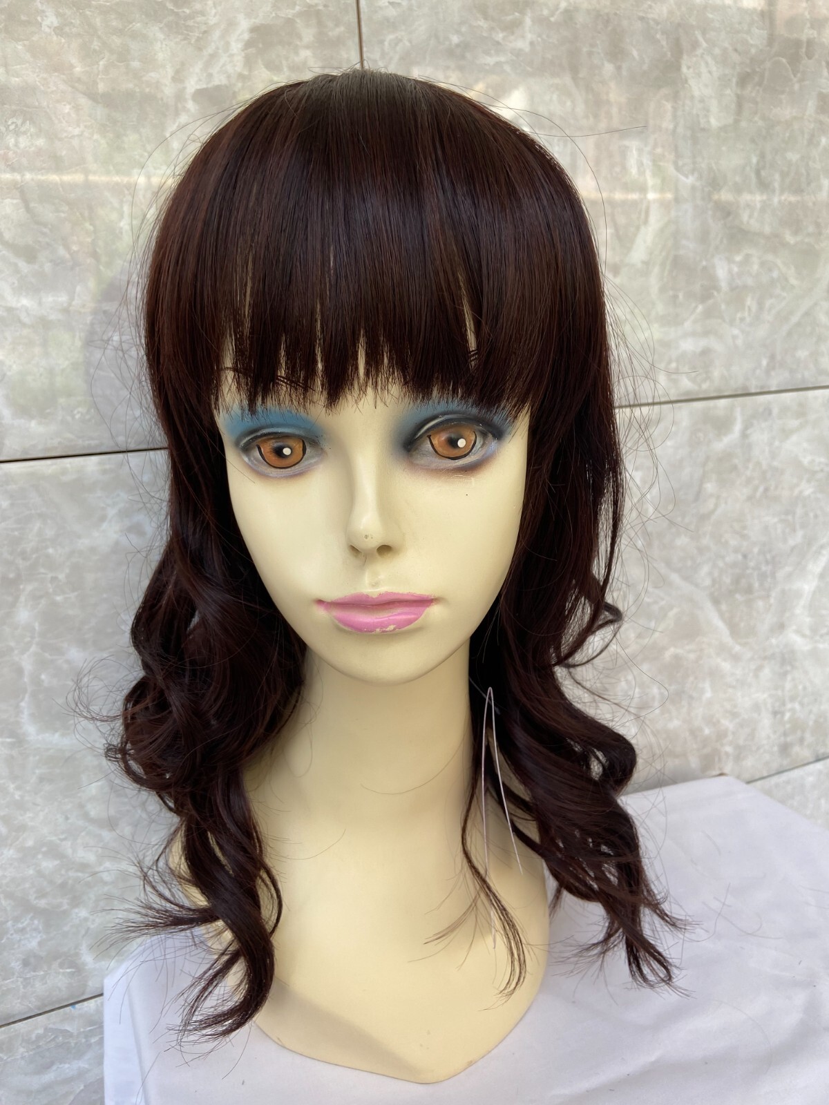 Long Wavy Dark Brown #2/33 Synthetic Hair With Bangs Women Soft Natural