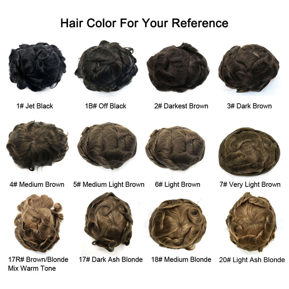 Full PU Mens Toupee Durable Poly Invisible Thin Skin Human Hairpiece Wig PAPY