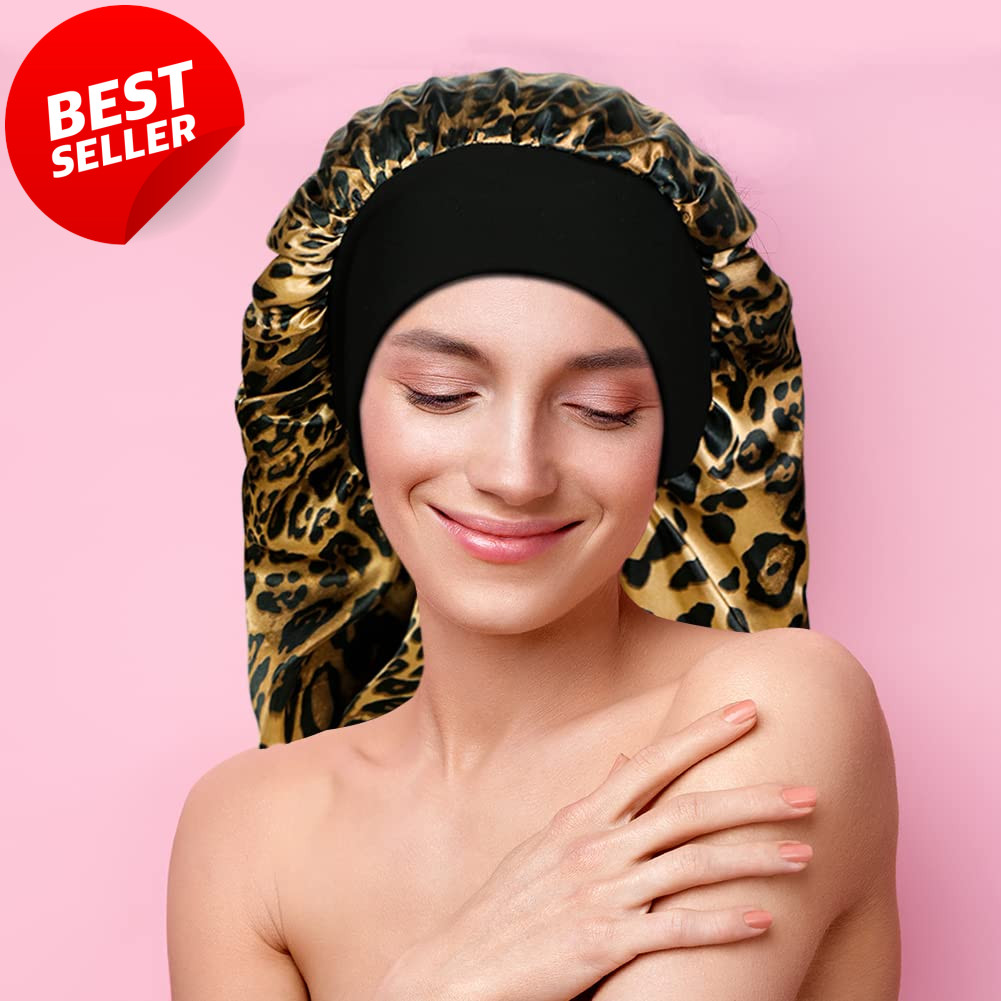 2PCS Long Satin Sleep Bonnet for Curly Hair Dreadlocks Braids Hair Care – US