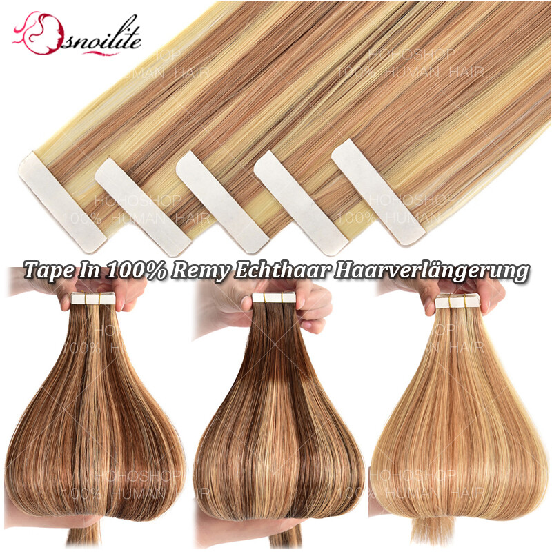 THICK Ombre Tape In/On Skin Weft Remy Human Hair Extensions 24Inch Balayage FULL