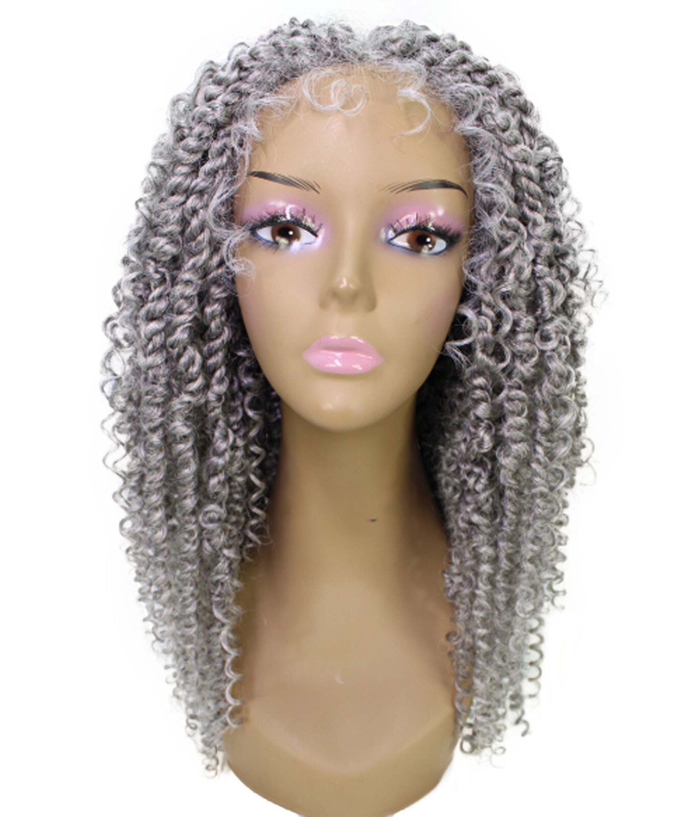 LUXLUXE Tierra Curly 19″ Long 4×4 Hand Tied Lace Braided Wig, BLB-0141