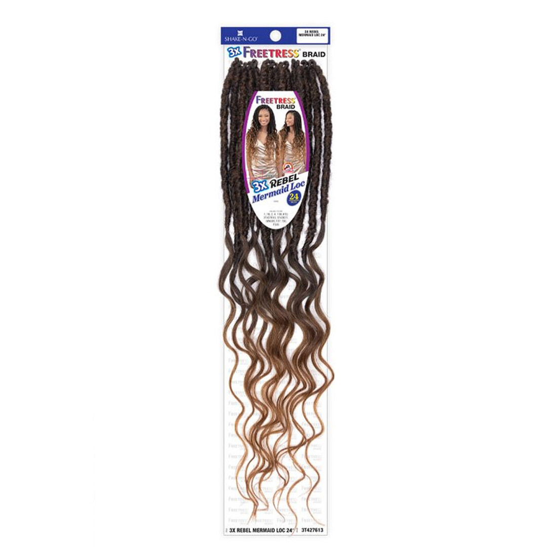 Shake N Go Freetress Synthetic Crochet Braids – 3x Rebel Mermaid Loc 24″