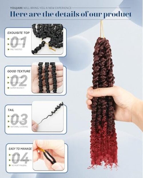 Pre-looped Passion Twist Crochet Hair 14 Inch 8 14 Inch (Pack of 8) TBug