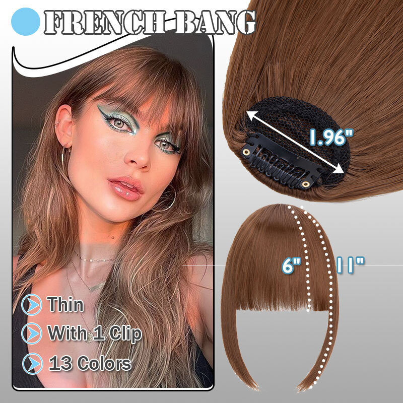 US Neat Fringe Bangs Hairpiece Clip in Short Real Natural False Hair Extensions