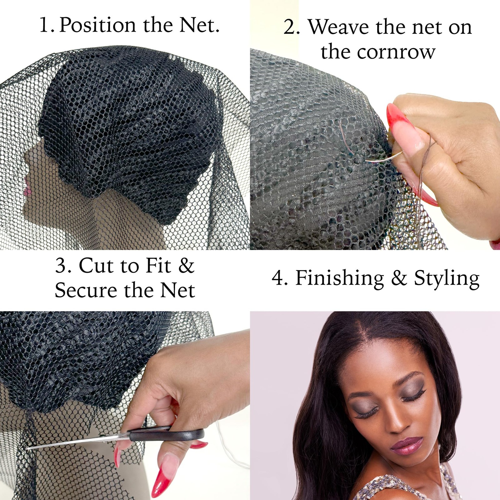Deluxe Soft Weaving Net 17.5″ × 26″ – Triple Helix Structure Hair Net for Sew…