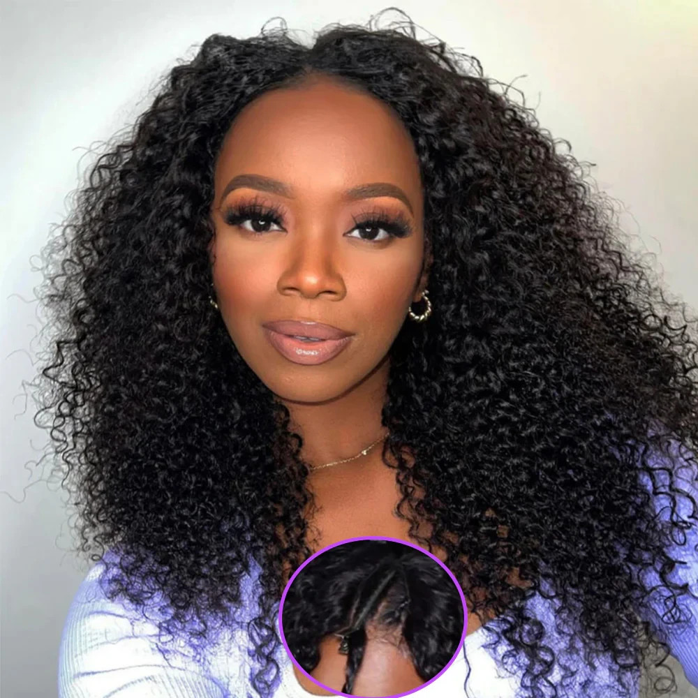 Curly V Part Wig Human Hair Upgrade U Part Wig Human Hair Wigs for Black Women