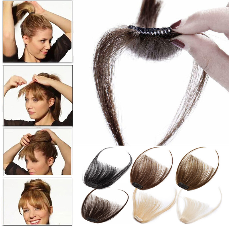Women Real Remy Fringe Bangs Clip In Human Hair Extension Front Top Piece Blonde