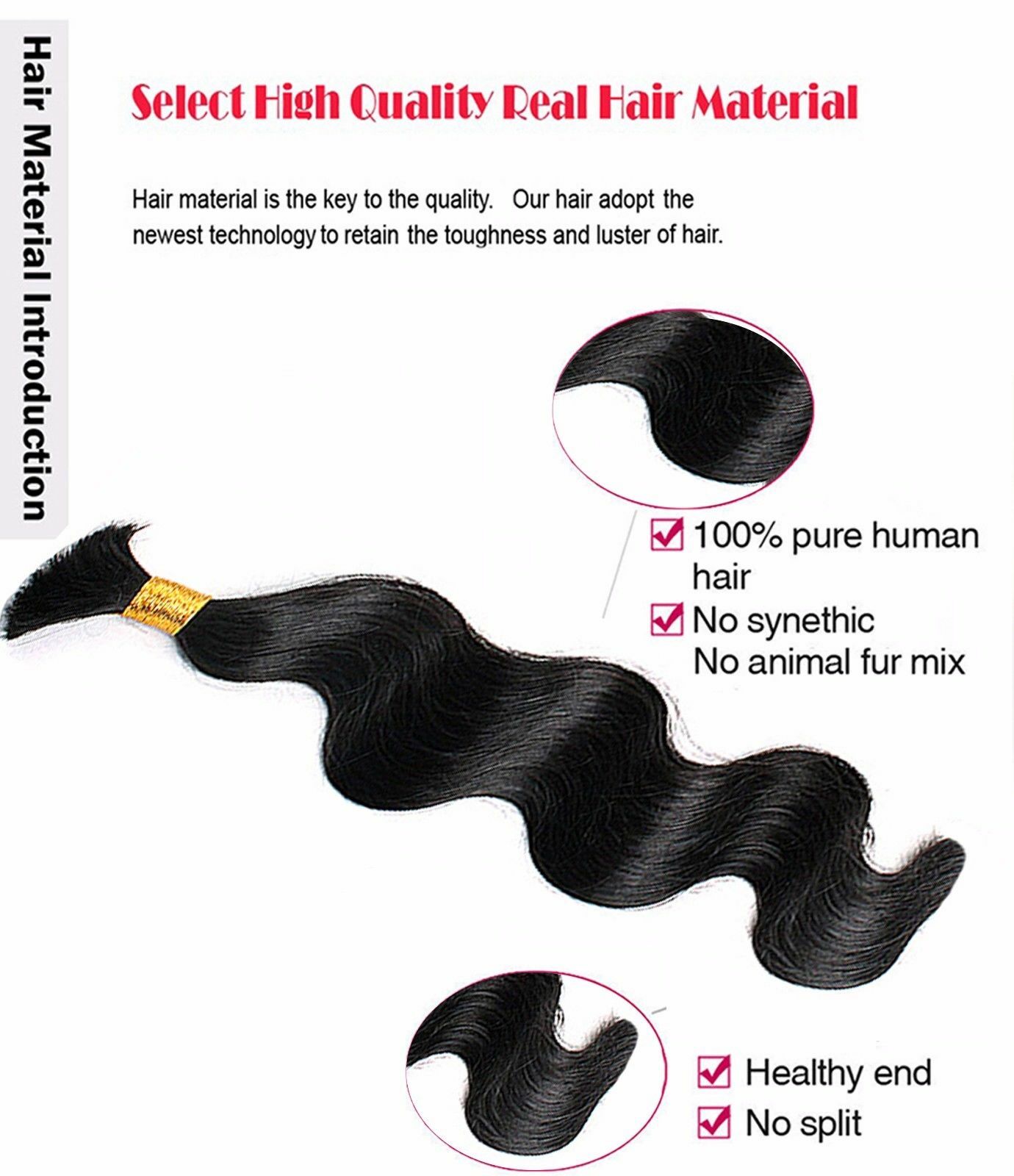 Diamond Grade Bulk Hair for Micro Braids 100% Human mink Hair 100g/bundle – 22″