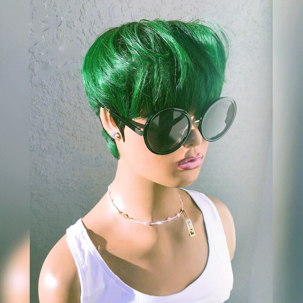 Short Dark Green Wig Women Pixie Cut Wigs Fashion Pixie Wig Party Wigs Daily Use